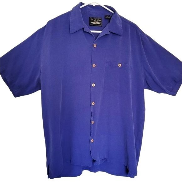 Straight Down Clothing Company Silk Men's Large Button-up SS Shirt - Picture 1 of 5